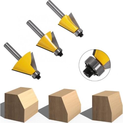 Woodworking Milling Cutter 8mm Shank Chamfer Bevel Edging Router Bit with Bearing Woodworking Milling Cutter