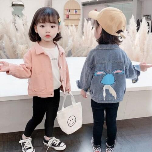Girls Babys Kids Coat Jacket Jean Outwear 2021 Retro Spring Autumn Overcoat Plus Size Top Cardigan Toddler Childrens Clothing