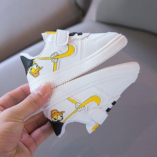 Disney Childrens 2021 new bottom white shoes boys cartoon Mickey mouse girls thick bottom color Mickey casual sports shoes
