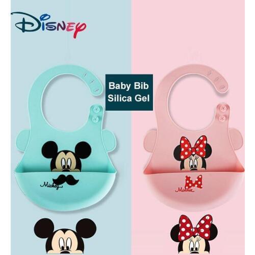 Disney Silica Gel Baby Bibs Cartoon Pattern Toddler Baby Saliva Towel Fit 0-3 Years Old Infant Burp Cloths Feeding