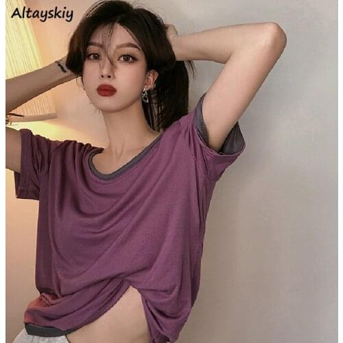 T-Shirts Women 5 Colors All-match Loose Fashion Simple Korean Style Summer Hot Tees Cozy Harajuku Streetwear Vintage Ins Retro