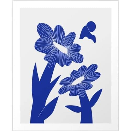 HD Prints Home Decor Paintings Blue Flower Leaf Cartoon Poster Wall Art Canvas Modular No Frame Cute Pictures For Living Room