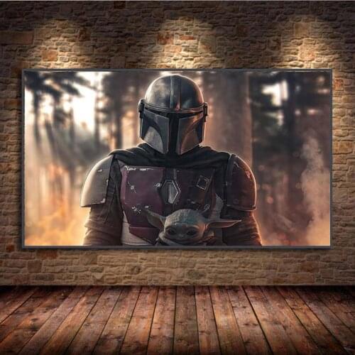 Star Wars Yoda The Mandalorian Canvas Painting Wall Art Poster Hand Painted Prints On Canvas For Living Room Home Decoration