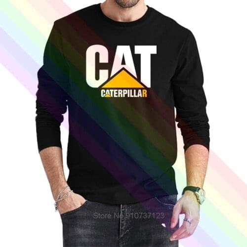 Cat Caterpillar Logo Classic Black T-Shirt 2021 Newest Summer Mens Long Sleeve Popular Tees Shirt Tops Novel Unisex