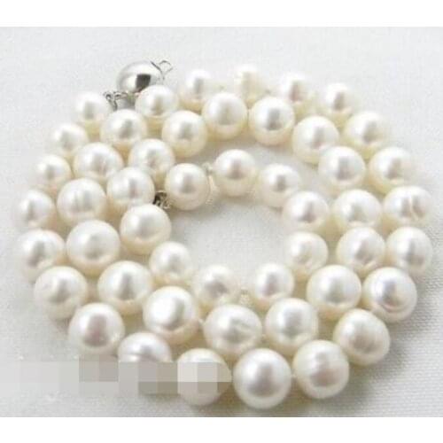 18'' 9-10mm round white freshwater pearl necklace