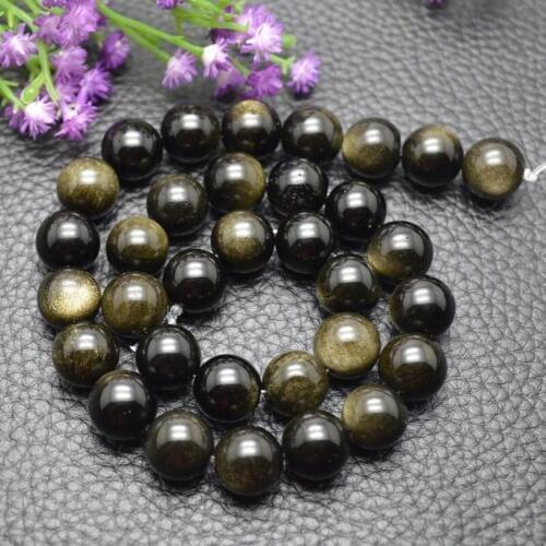 Natural Gold Obsidain Stone Round Loose Beads DIY Jewelry making materials 6mm 8mm 10mm 12mm 14mm