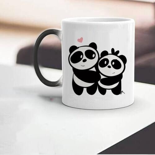 Panda Lover Mug Lid Spoon Color Changed Milk Tea Cup and Mug Travel 11oz Mom Mother Birthday Gift Mugs