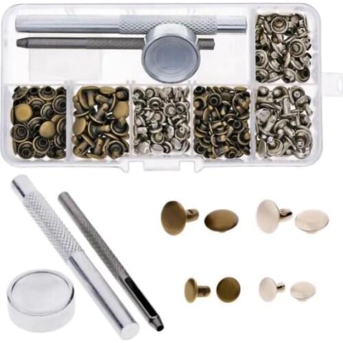 120 set round double sides rivets cap stud tools kit for bag, hat, shoe,clothes,jeans,leather chocker diy craft accessory