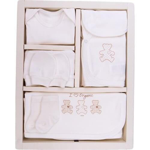 KitiKate Organic 10 lu Hospital Output The Zibin set-ecru newborn outfit set