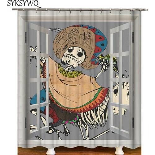Window shower curtain douchette wc toilette cortina de ducha punk bathroom curtain