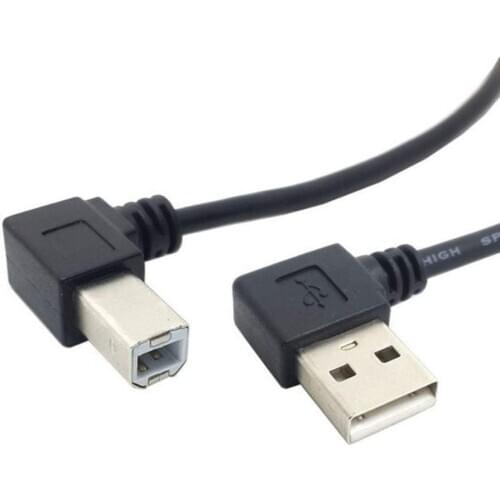 PPYY NEW -Left Angled USB 2.0 A Male to Left Angled B Male 90 degree Printer Scanner Cable 20cm