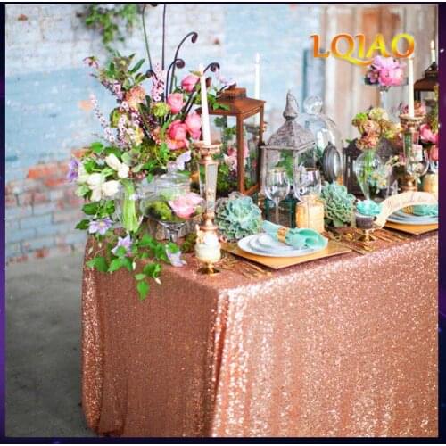 120x200cm/120x400cm Glitter Sequin RECTANGULAR Tablecloth - Rose Gold Sequin Table Cloth for Wedding Party Christmas Decoration