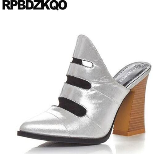 Sandals exotic dancer extreme shoes super gold party high heels ultra luxury mules slipper thick silver pumps pointed toe women