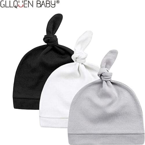 Baby Hats Newborn 100% Organic Cotton Soft Adjustable Hat oft Knotted Cap, For 0-3Y Old Infants Boys And Girls Hats Child Beanie