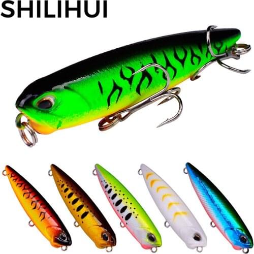 SHILIHUI 1pc Fishing Lure Floating Bait 5.5g/6.5cm Poppers Lures 8# Fishing Hook Fish Tackle Equipment Gear Swimbait Trout