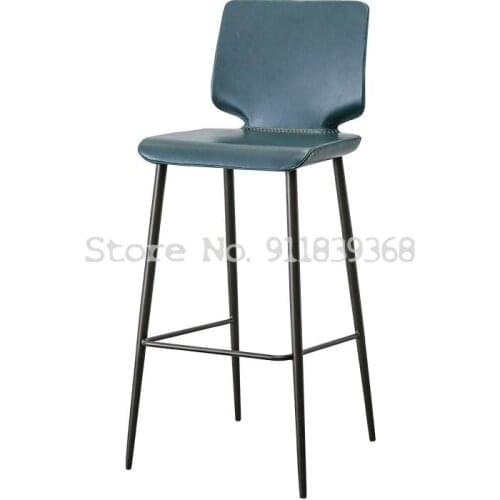 Modern Simple Bar Chair Nordic Luxury Bar Chair Leisure Chair Bar High Stool Crazy Horse Back Chair