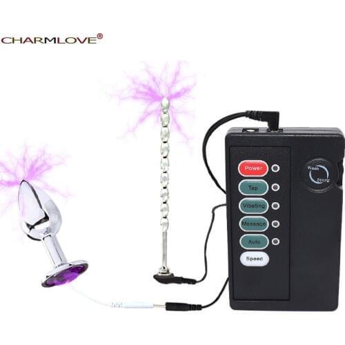 Charmlove Erotic Electro Massager Prostate G-Spot Anal Plug Electric Shock Male Urethral Penis Masturbation Sex Toys For Men Gay