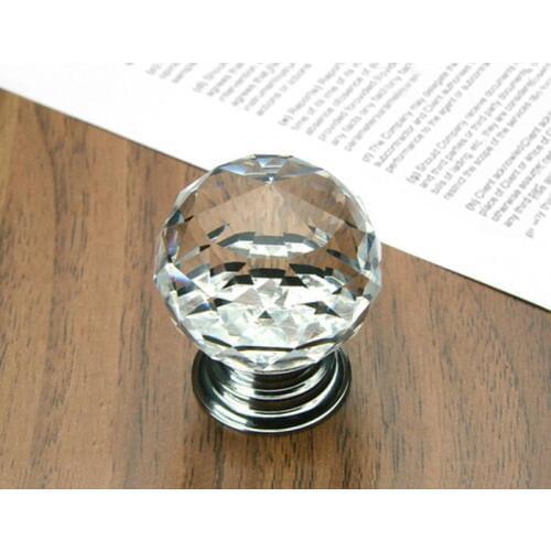 UNILOCKS 10Pcs K9 Crystal Glass Chrome Cabinet Door Knob and Handle (Diameter:35mm)