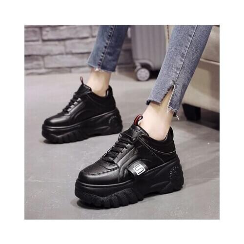 Fashion Woman High Platform Sneakers 2021 Spring Female Shoes Black White Breathable Zapatos Casual Mujer size 35-39