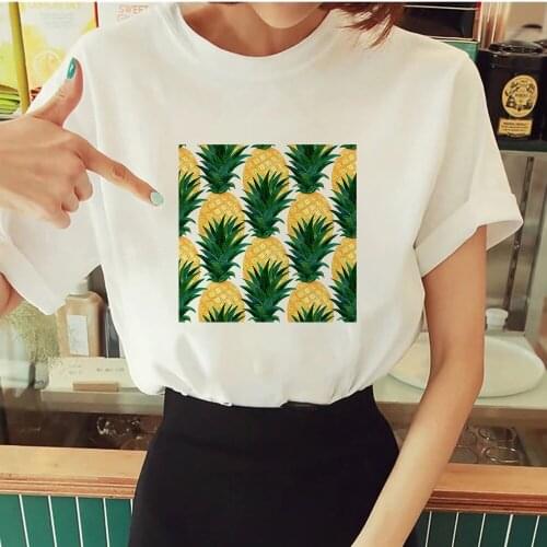 Pineapple Founder Print Women T Shirts Crative Pinted Fruit Series Vetement Cartoon Tops Tee Casual 2021 Arrivals Tshirt Clothes