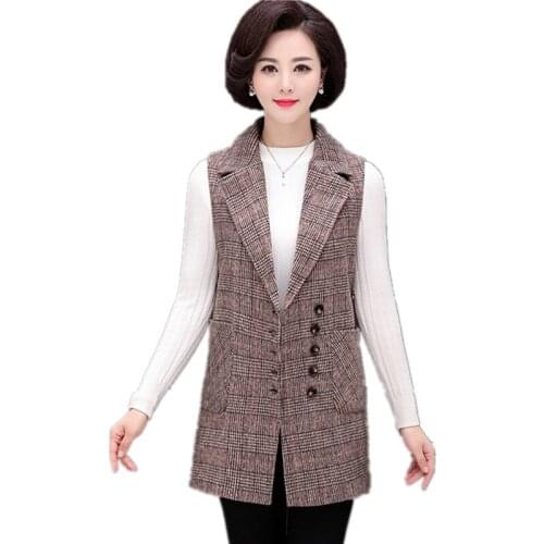 Top selling product in 2019 Vest women Middle age clothing lattice vest coat high quality Large size clothing for women K4631