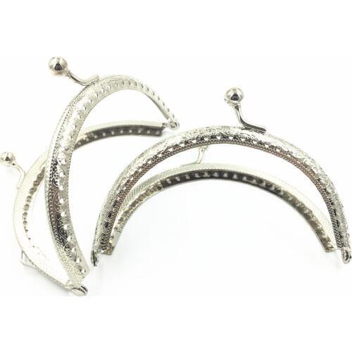 1Pc Kiss Clasps Lock Clutch Coins Purse Handbag DIY Handle Silver Tone Metal Arch Frame 10.5cm