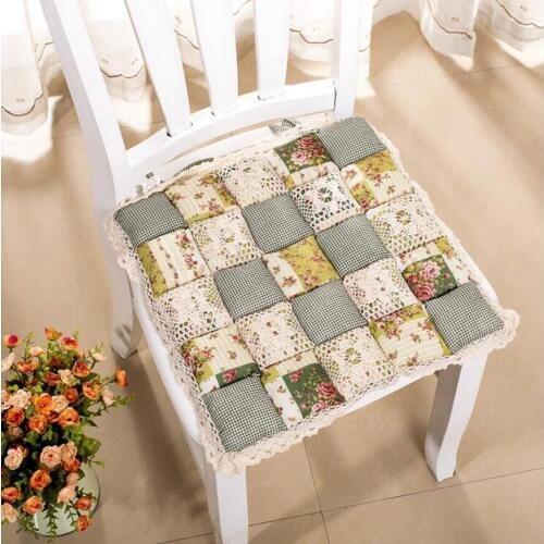 1pc Pastoral Style Printing Flower Cotton Seat Cushion Sofa Car Mat Home Kitchen Chair Sit Pad Mat Pillows Winter