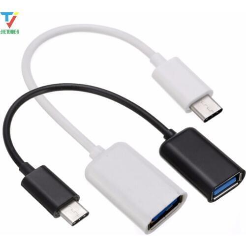 100pcs/lot New Type C OTG Cable Adapter USB 3.1 Type-C Male to USB 2.0 A Female OTG Data Cable Cord Adapter White/Black 16.5cm