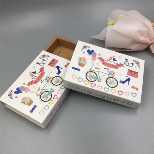 100Pcs/Lot Kraft Paper Gift Boxes Luxury Jewelry Accessories Carrying Party Wedding Candy Paper Drawer Boxes Colorful Printing