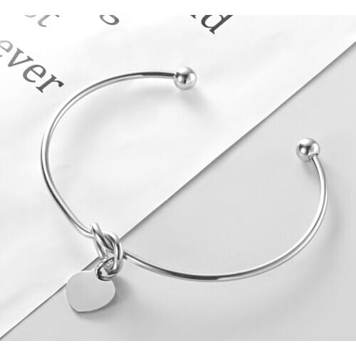 2pcs/lot Fashion Heart Knot Bangle Stainless Steel Open Cuff Wrist Bangles 2mm Thickness Knot Bangle Women Jewelry