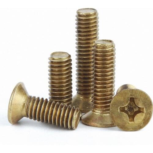 5-50pcs Brass Phillips Flat Head Machine Screws Brass Cross Recessed Countersunk Head Machine Screws M2 M2.5 M3 M3.5 M4 M5 M6