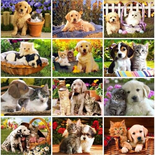 5D Diamond Painting Full Round Dogs Diamond Art Cross Stitch Mosaic Animals Rhinestones Pictures Home Decoration