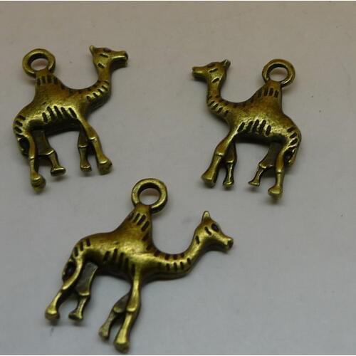 ALY 50pcs/lot Antique Bronze 2 Sided Camel Charms 20x23mm Desert Animal Pendant Indian Jewelry Crafts