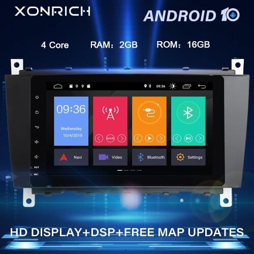 DSP 2GB 2 Din Android 10 Car Multimedia For Mercedes/Benz W203 W219 A-Class A160 C-Class C200 CLK200 Radio GPS Navigation Stereo