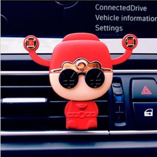 Car Ornament Smile God Of Wealth Doll Aroma Perfume Diffuser Automobiles Decoration Air Freshener Vents Outlet Fragrance Clip