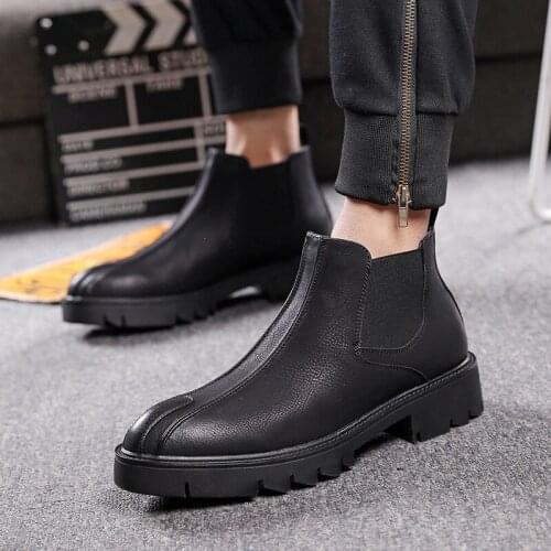 British designer mens fashion wedding party dress chelsea boots platform shoes spring autumn cow leather boot ankle botas hombre