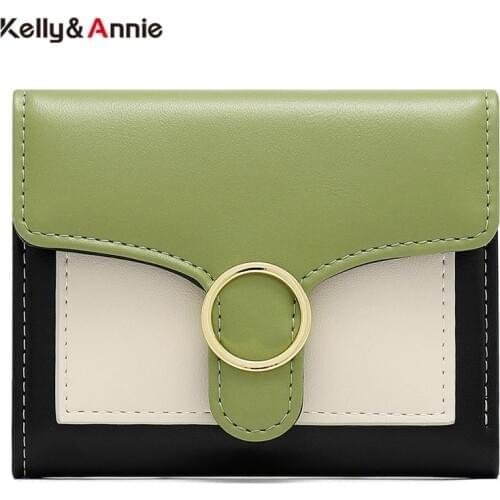 Brand Designer Geometric Panelled Trifold Women Wallet Pu Leather Zipper Coin Ladies Small Purse Card Holder Short Female Wallet