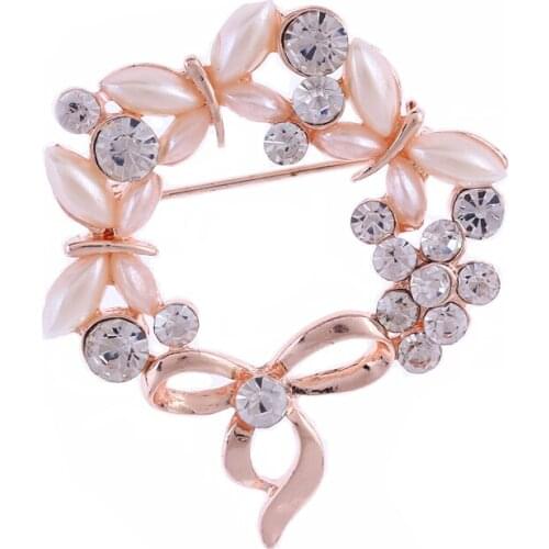 OneckOha Opal Stone Three Butterfly Brooch Pin Rhinestone Bowtie Pin Garment Accessories Birthday Gift