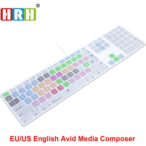 HRH Avid Media Composer Hotkey Keyboard Cover Skin For Apple Keyboard with Numeric Keypad Wired USB for iMac G6 Desktop PC Wired