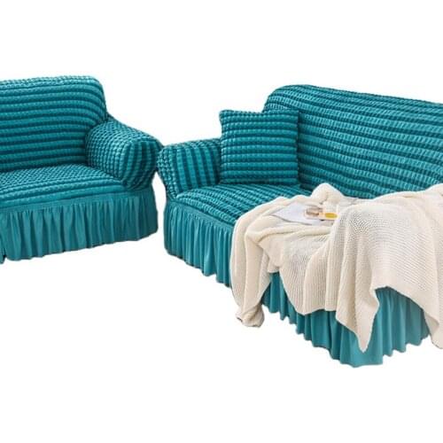 Stretch skirt style elastic spandex fitted sofa covers for small sofa one seat