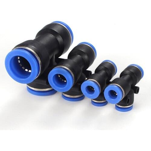 Press-Fit 4/6/8/10/12/14/16mm OD PU Tube Equal/Reducer Tee 3 Ways Pneumatic Push In Connector Quick Release Air Fitting