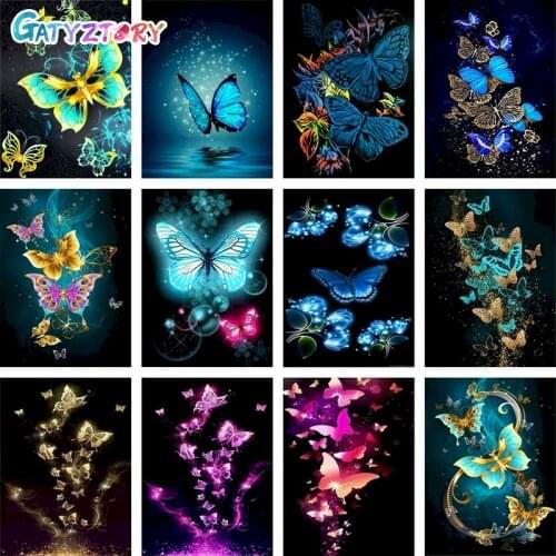 GATYZTORY Paint By Numbers For Adults Butterfly Picture On Canvas Animal Coloring By Numbers Acrylic paints Home Decor 60x75cm