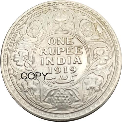 India British 1919 One Rupee George V Brass Silver Plated Copy Coin Can Choose The Different Years