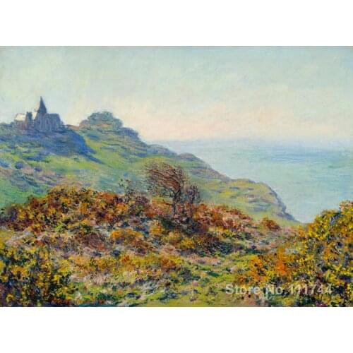 Landscape paintings The Church at Varengeville and the Gorge of Les Moutiers by Claude Monet canvas art High quality Handpainted