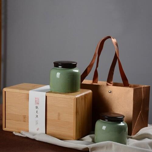 Ceramic Large Tea Caddy Airtight Pot High Quality Household Storage Tea Bag Tea Jar Container Boite A The Kitchen Organizer BC50