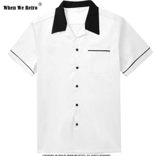 When We Retro Bowling Shirt Short Sleeve Classic Retro Shirt ST117Y Yellow Red Cotton Mid-century Inspired Style Men Shirts