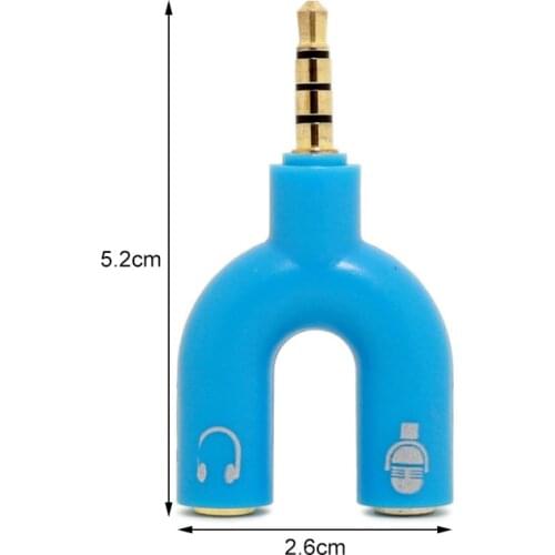 Earphone Connector Converter 3.5mm Stereo Splitter Audio To Mic & Headset Jack Plug Adapter 2 Way U For Mobile Phone Tablet PC