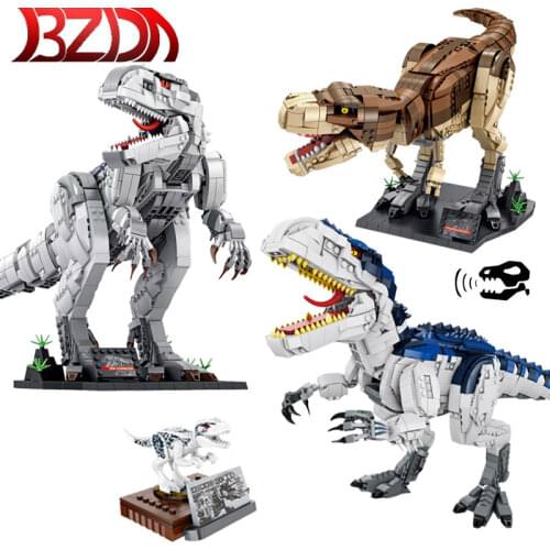 BZDA Jurassic Dinosaur World Indominus Rex Dinosaur Toys Building Blocks With sound simulation function Brick Christmas Gift Toy