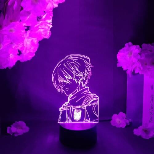 Mikasa Stare 3D Illusion Anime Lamp Cute Room Decor Manga ATTACK ON TITAN Figurine Nightlight Laser Engraved Color Flashing
