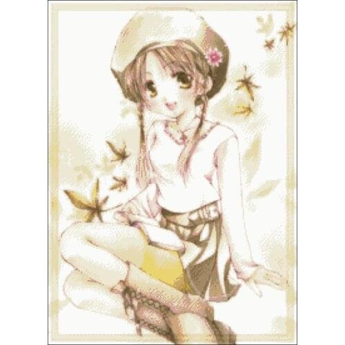 Cute Little Girl Kid Cross Stitch Kits Counted Needlework Embroidery Crafts 14ct Unprinted DIY Arts Handmade Home Decor